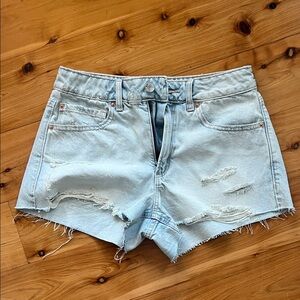 Garage Light Blue Ripped Jean Shorts